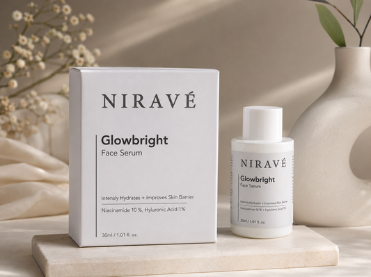 NIRAVÉ Glowbright Face Serum 30ml | Niacinamide 10% + Hyaluronic Acid 1% Serum for Glowing Skin, Dark Spots, Open Pores & Hydration