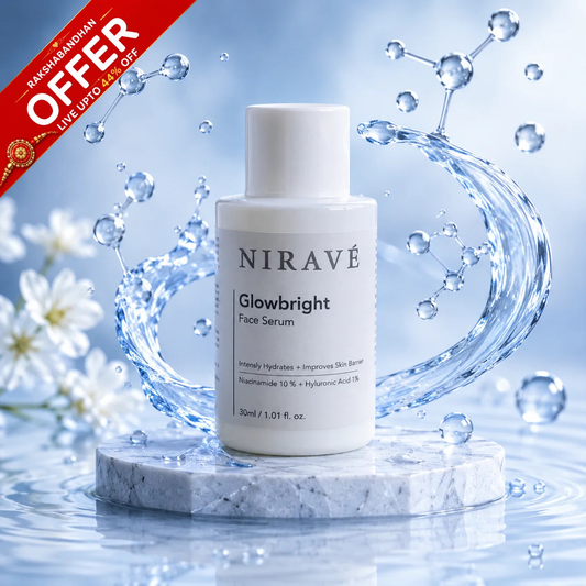 NIRAVÉ Glowbright Face Serum 30ml | Niacinamide 10% + Hyaluronic Acid 1% Serum for Glowing Skin, Dark Spots, Open Pores & Hydration